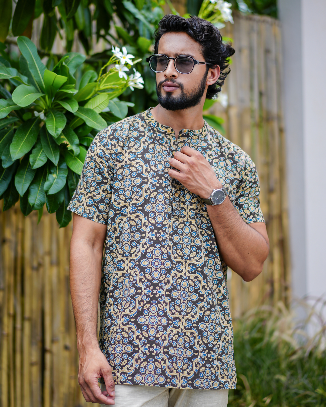 Ajrak Pure Cotton Bushirt for Men