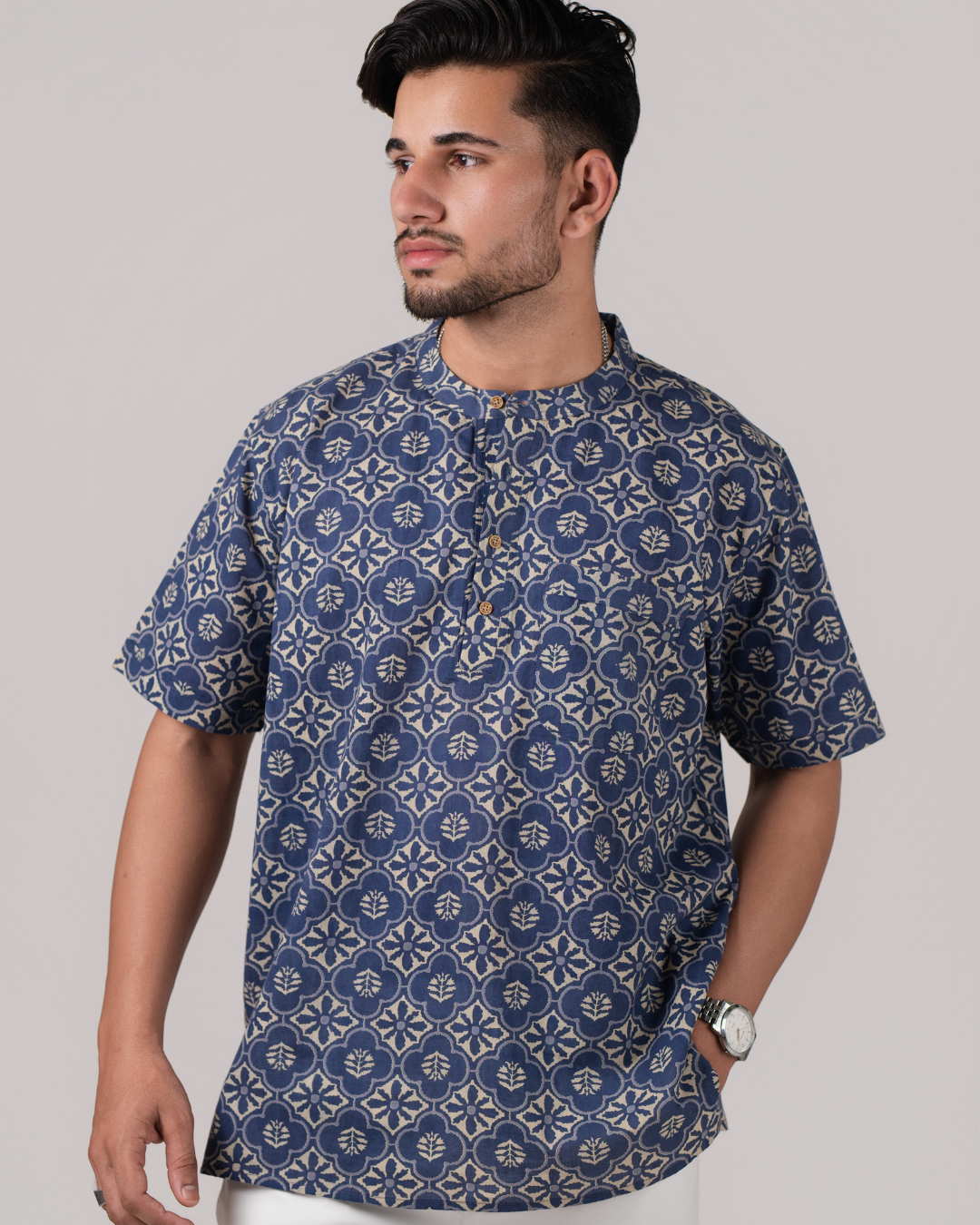 Lilac Dabu Printed Bushirt