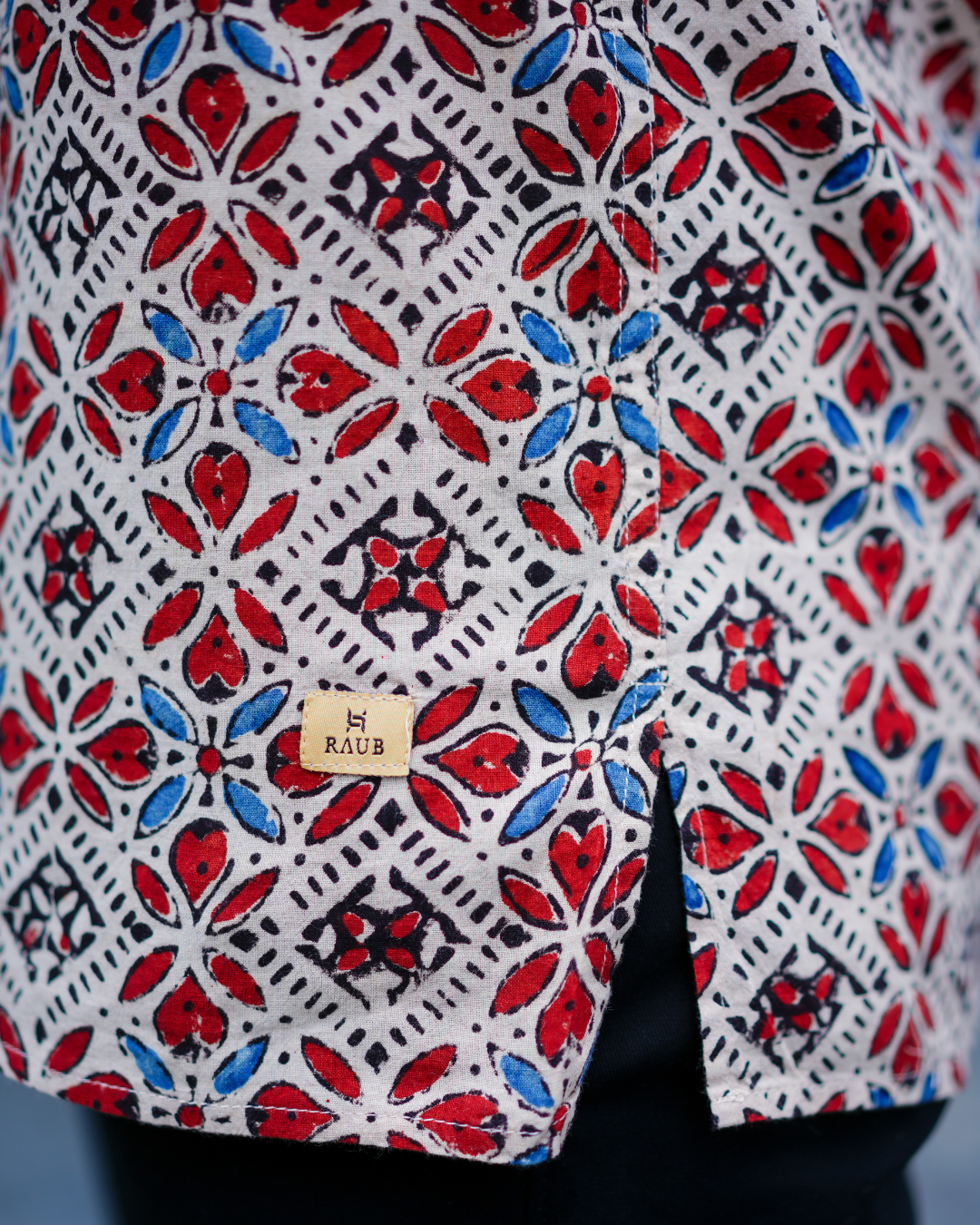 Beige Ajrak Pure Cotton Bushirt for Men