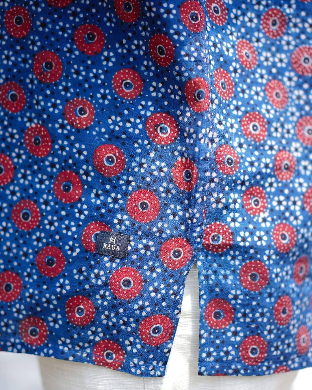 Blue Ajrak Pure Cotton Bushirt for Men