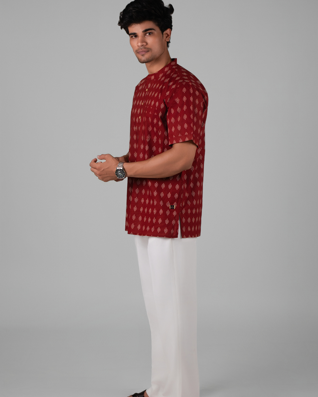 Rusty Red Buti Print Bushirt for Men