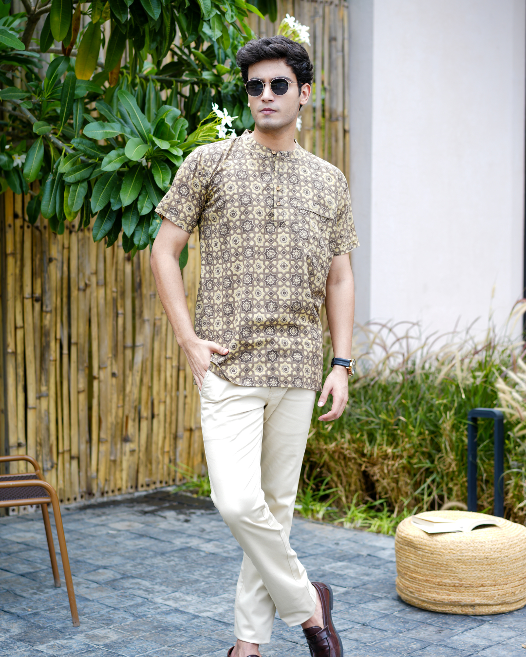 Abstract Pure Cotton Bushirt for men