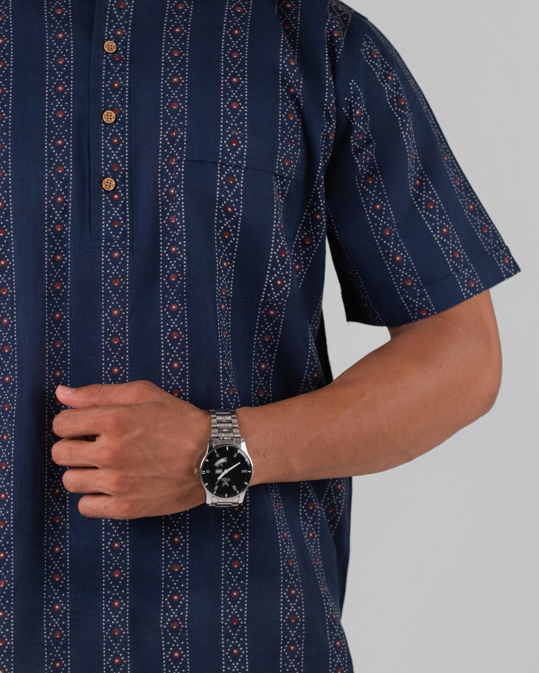 Deep Blue Dotted Dunes Printed Bushirt for Men