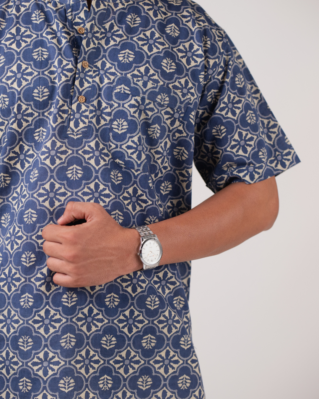 Lilac Dabu Printed Bushirt