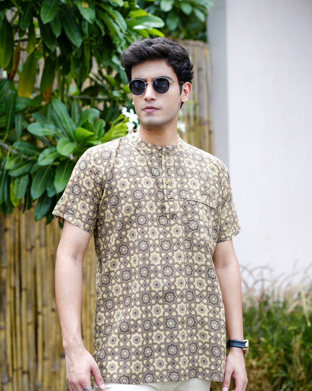 Abstract Pure Cotton Bushirt for men