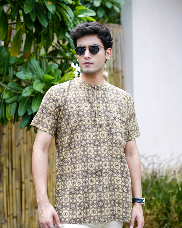 Abstract Pure Cotton Bushirt for men