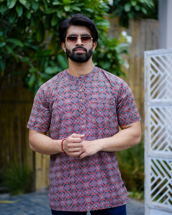 Ajrak Pure Cotton Bushirt for Men