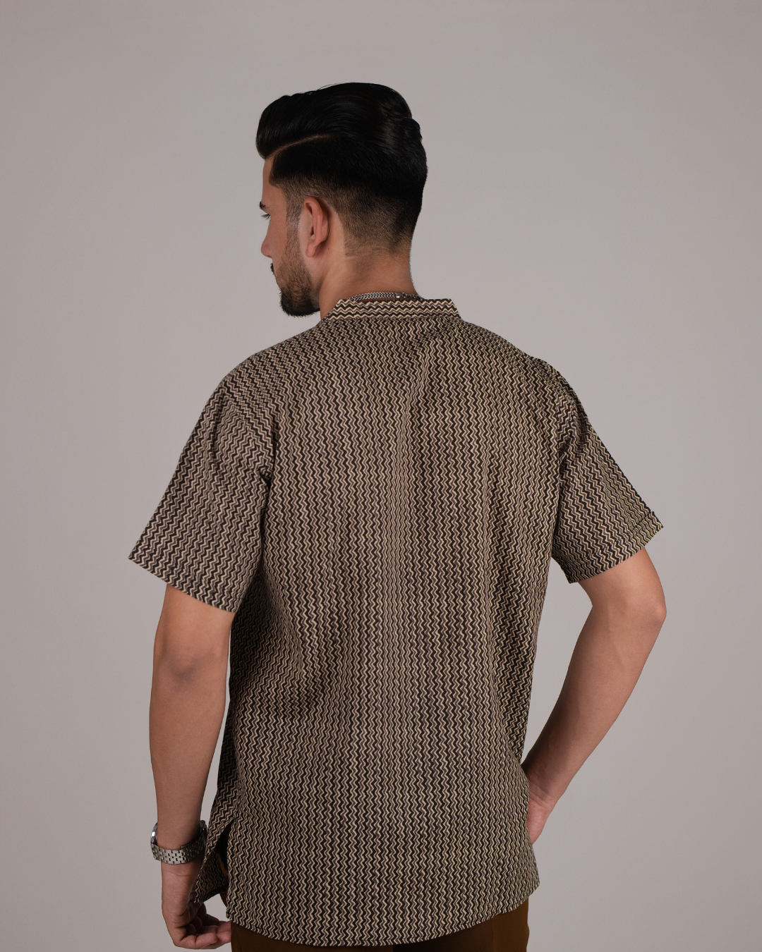 Toffee Dust Chevron Printed Bushirt for Men