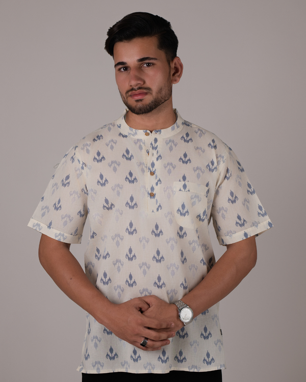 Ivory Buti Printed Bushirt for Men