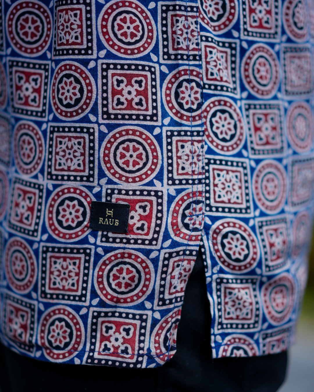 Blue Ajrak Pure Cotton Bushirt for Men