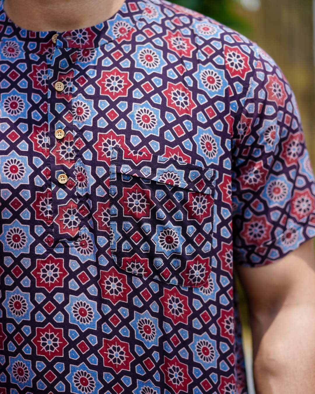Ajrak Pure Cotton Bushirt for Men