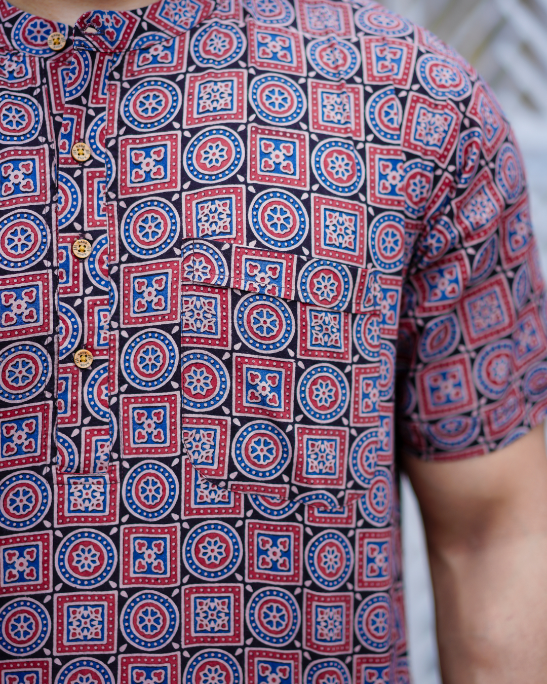 Ajrak Pure Cotton Bushirt for Men