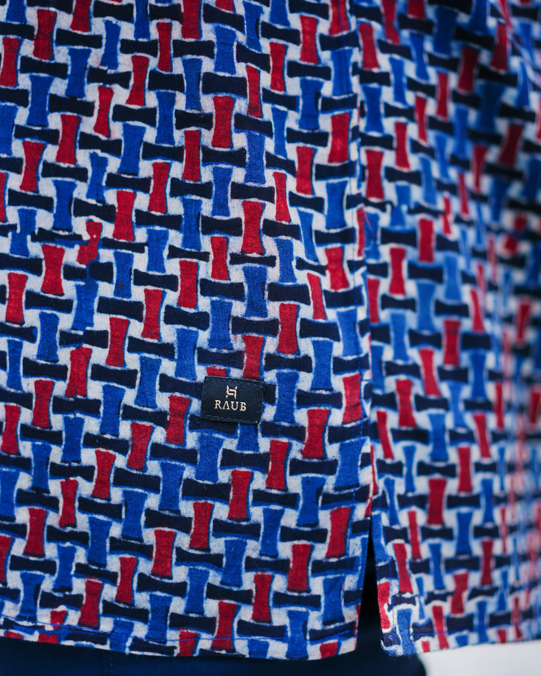Blue Ajrak Pure Cotton Bushirt for Men