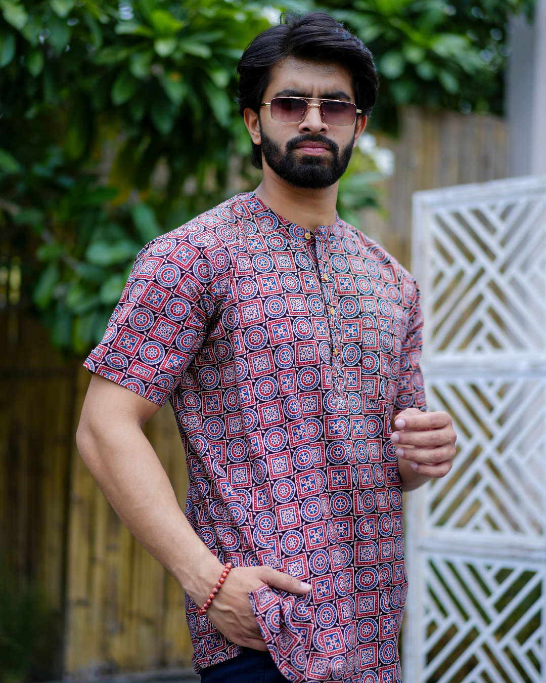 Ajrak Pure Cotton Bushirt for Men