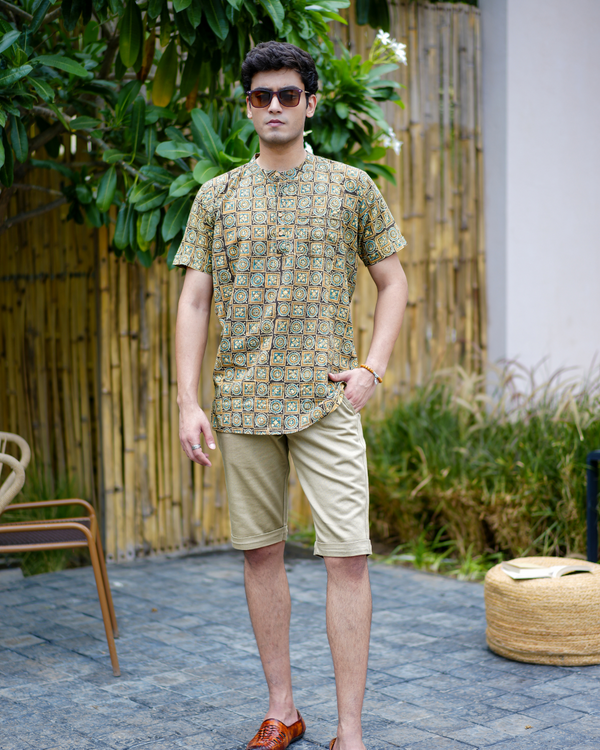 Ajrak Pure Cotton Bushirt for Men