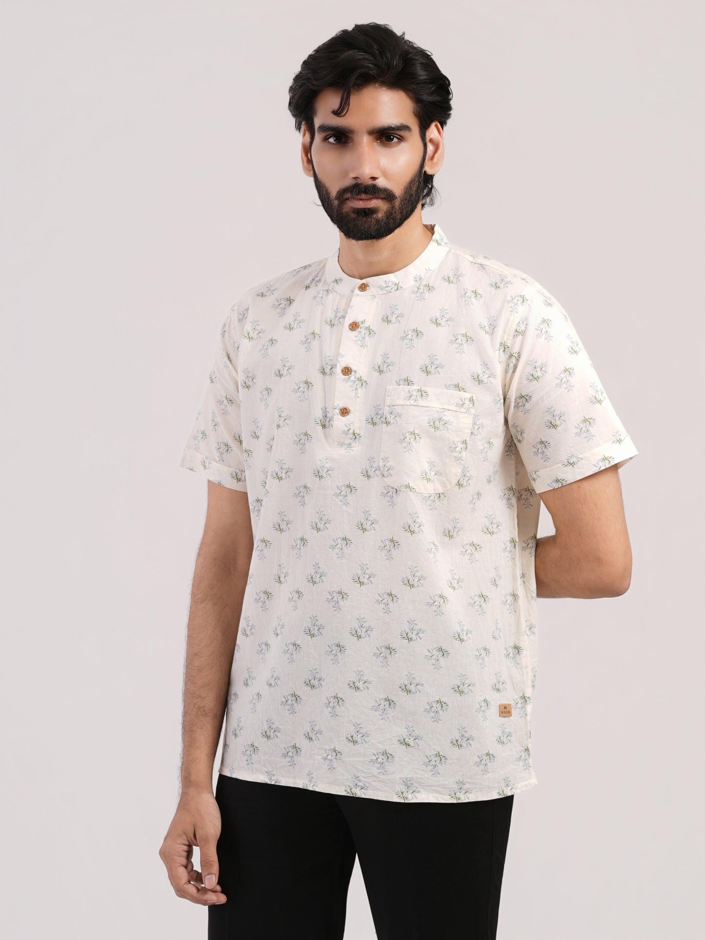 Pure White Floral Buti Bushirt