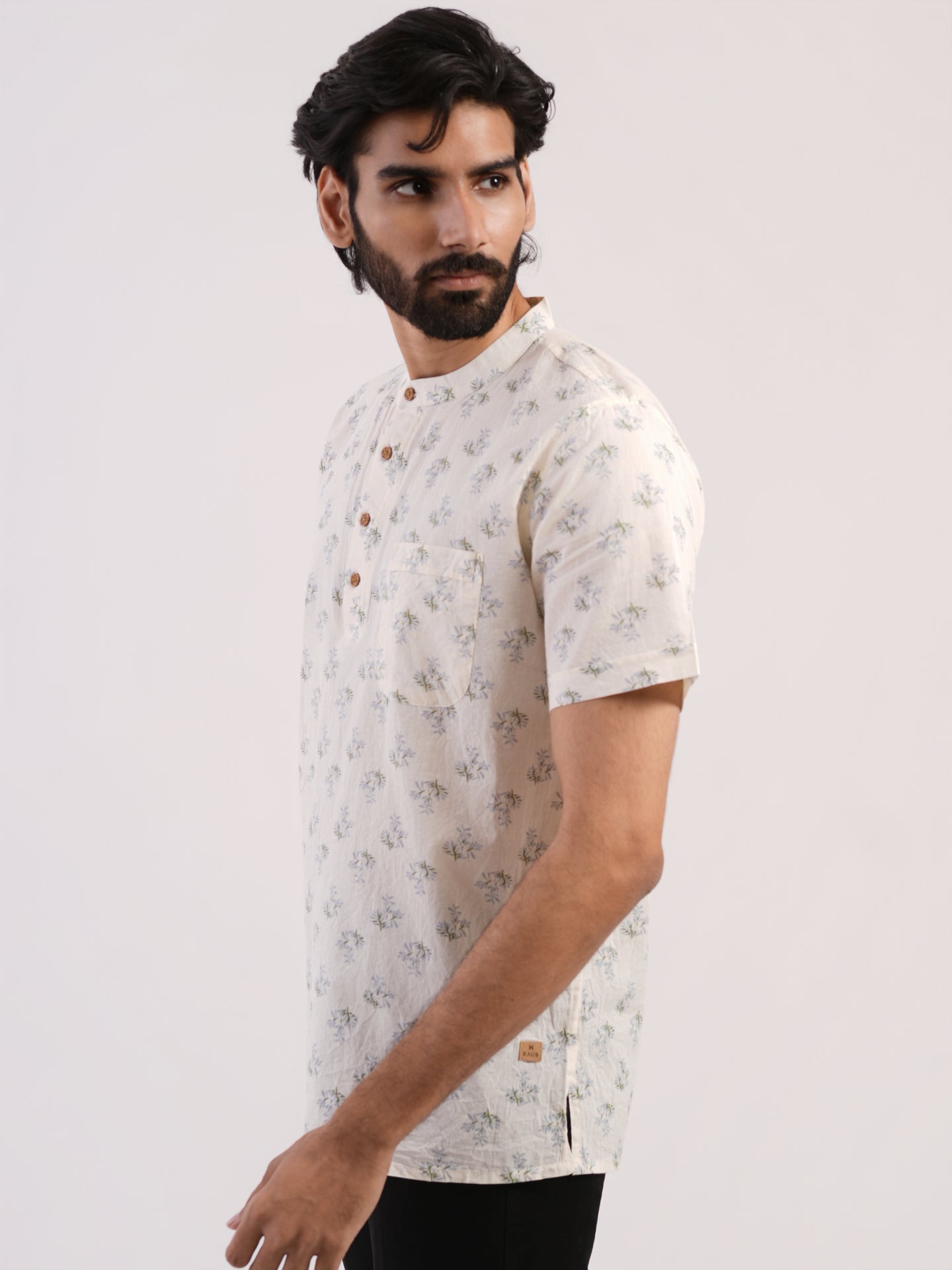Pure White Floral Buti Bushirt