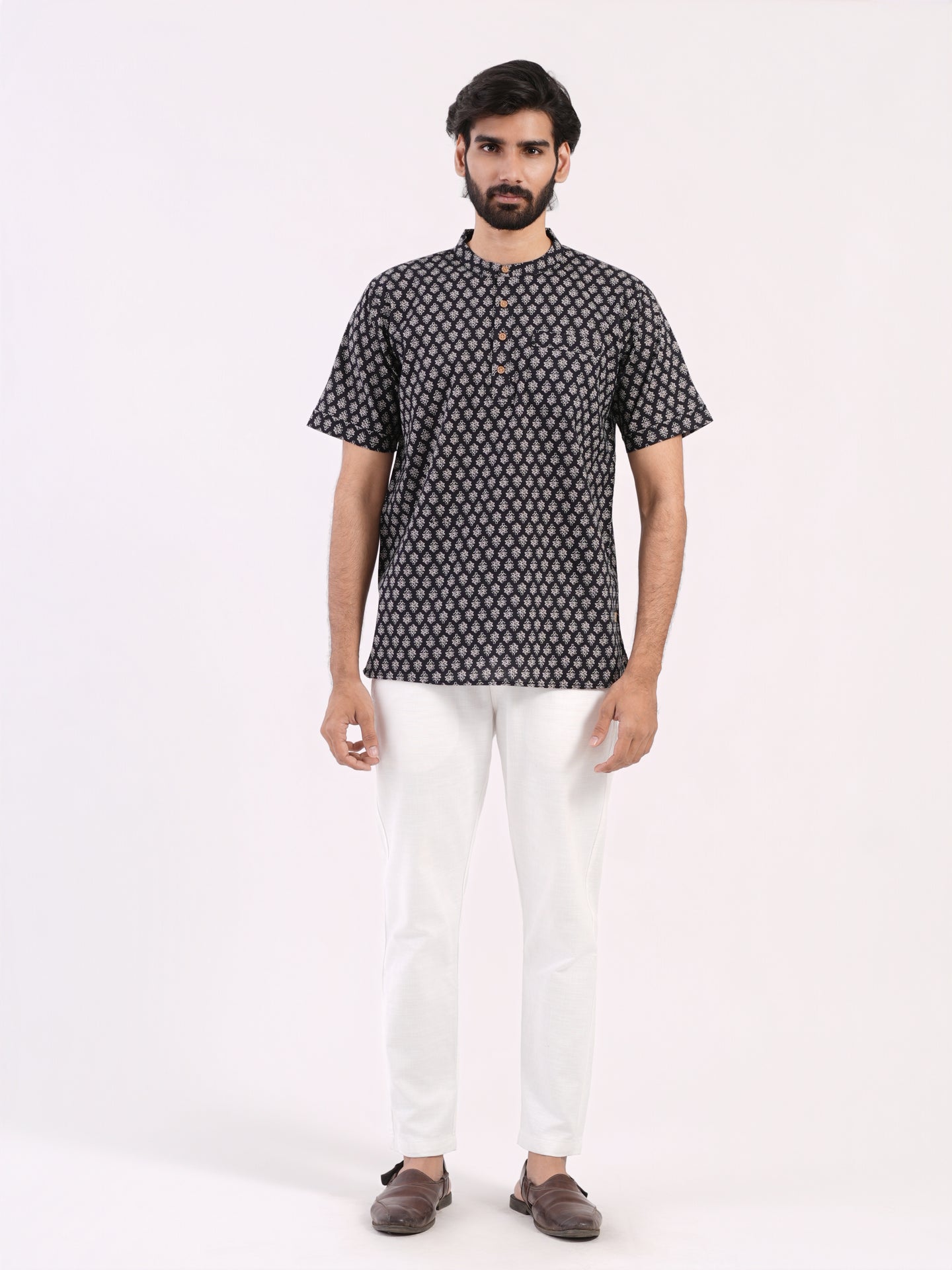 Black Eye Black Buti Print Bushirt