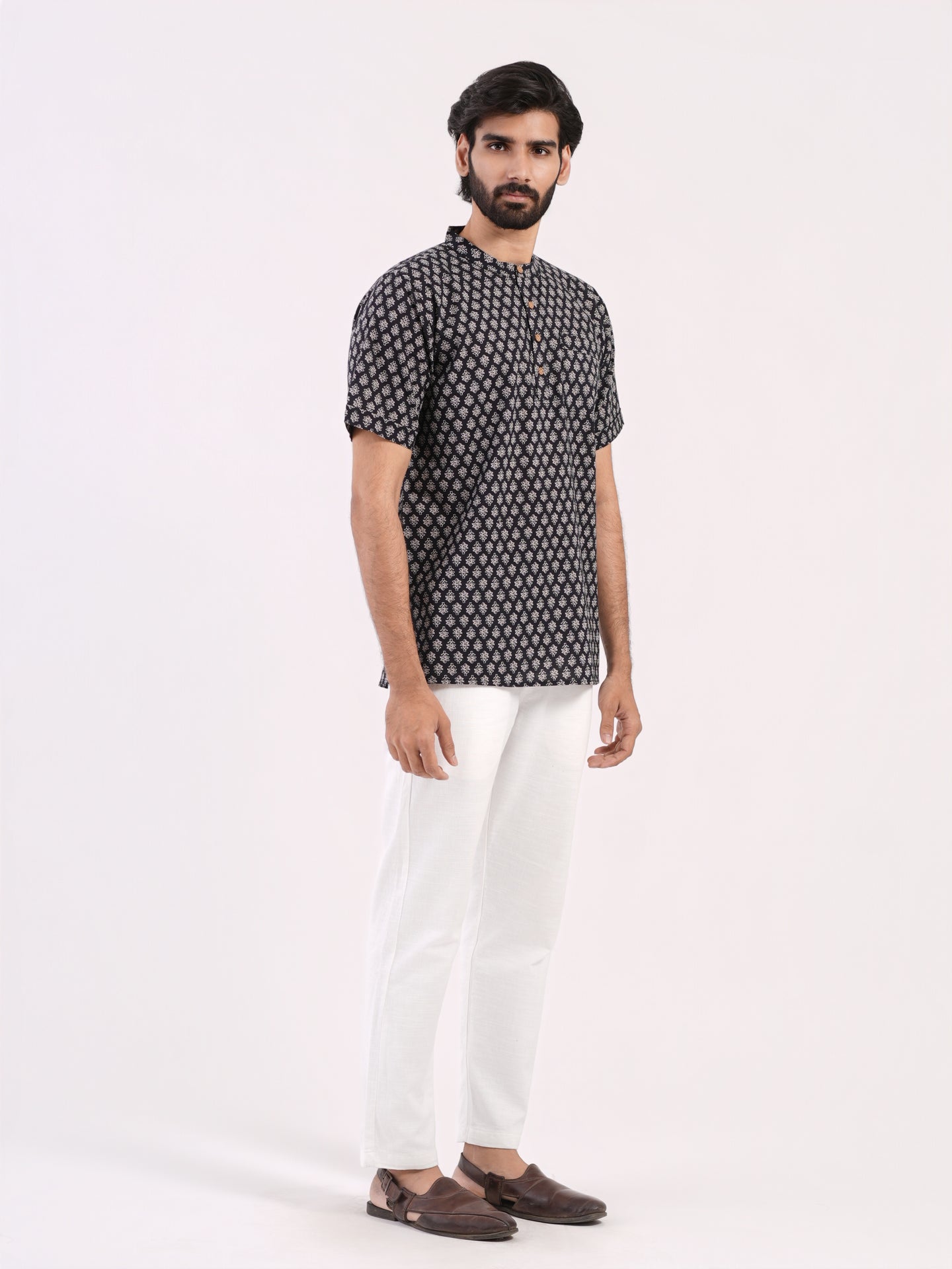 Black Eye Black Buti Print Bushirt