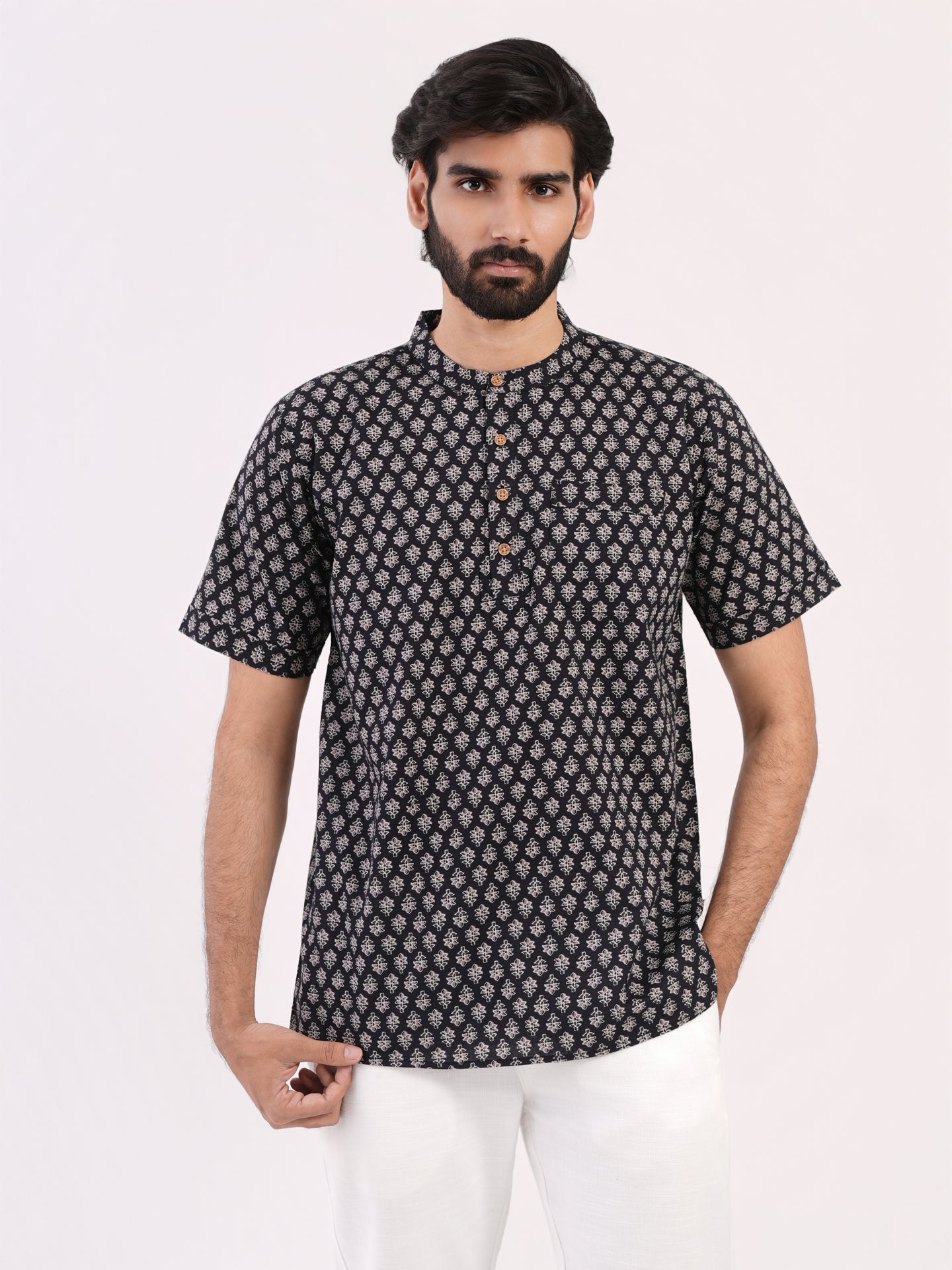 Black Eye Black Buti Print Bushirt