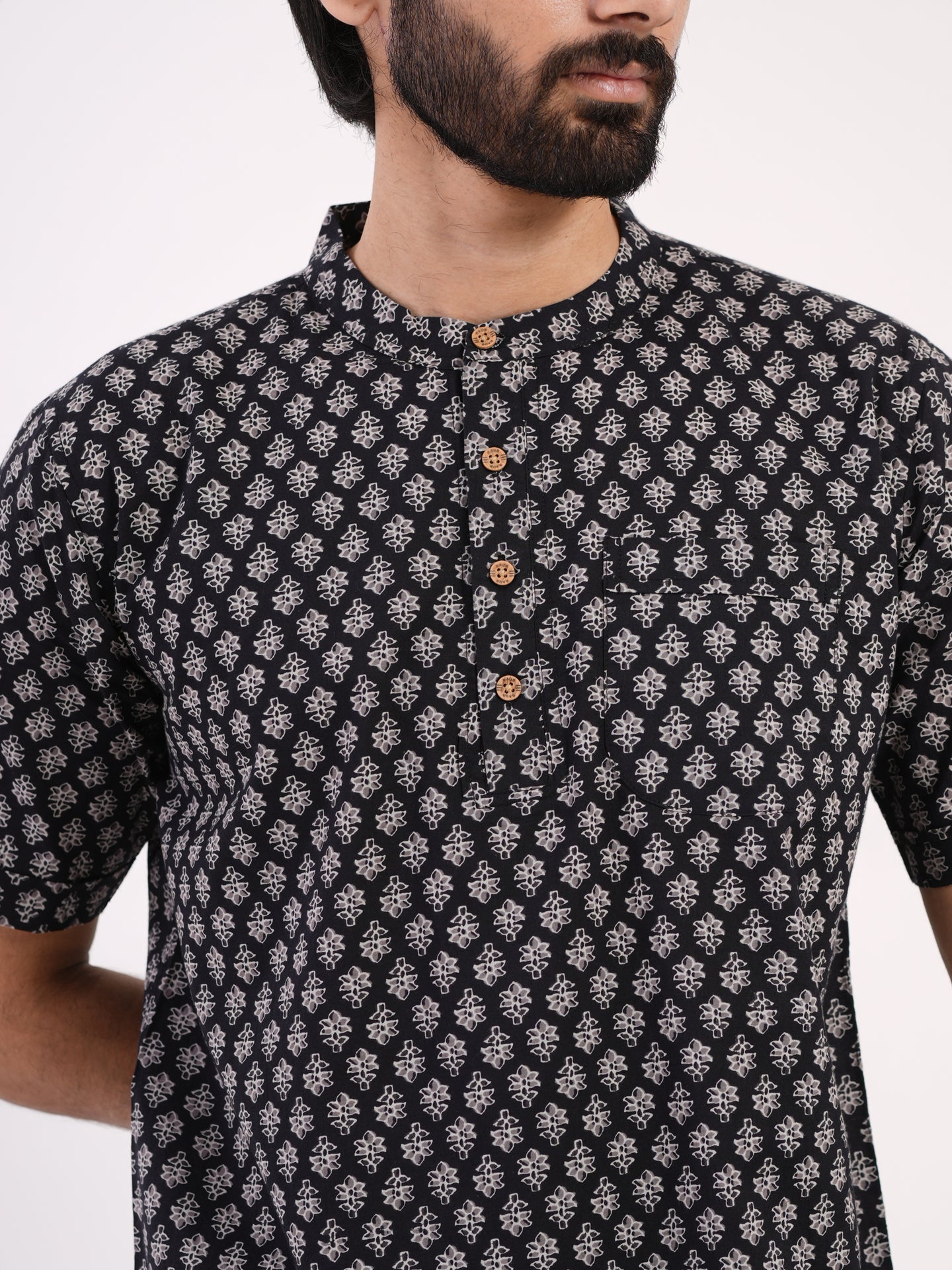 Black Eye Black Buti Print Bushirt