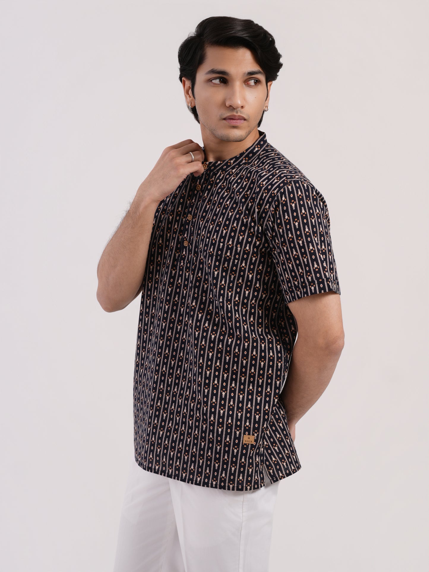 Navy Blue with Modern Abstract Print