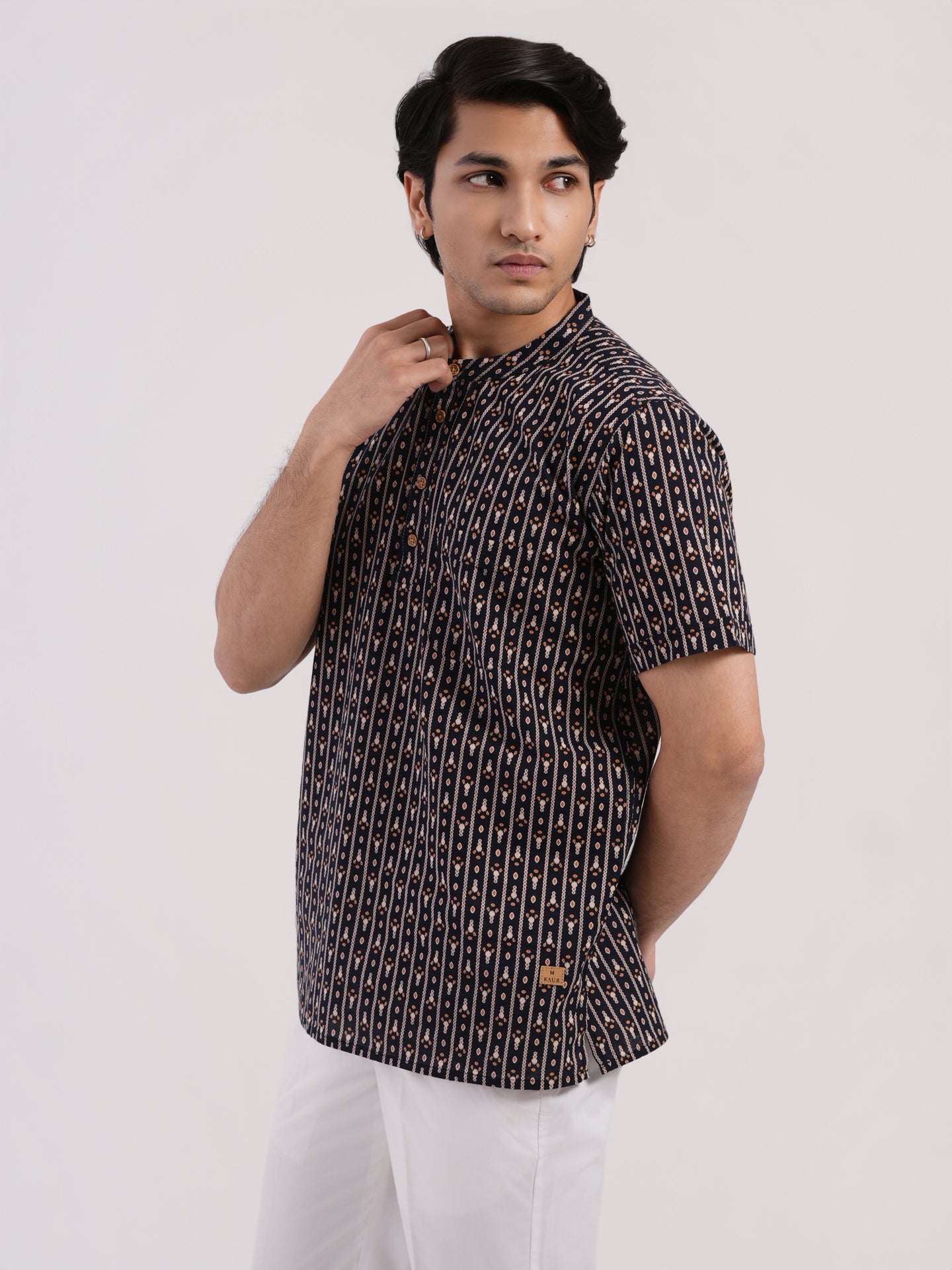 Navy Blue with Modern Abstract Print