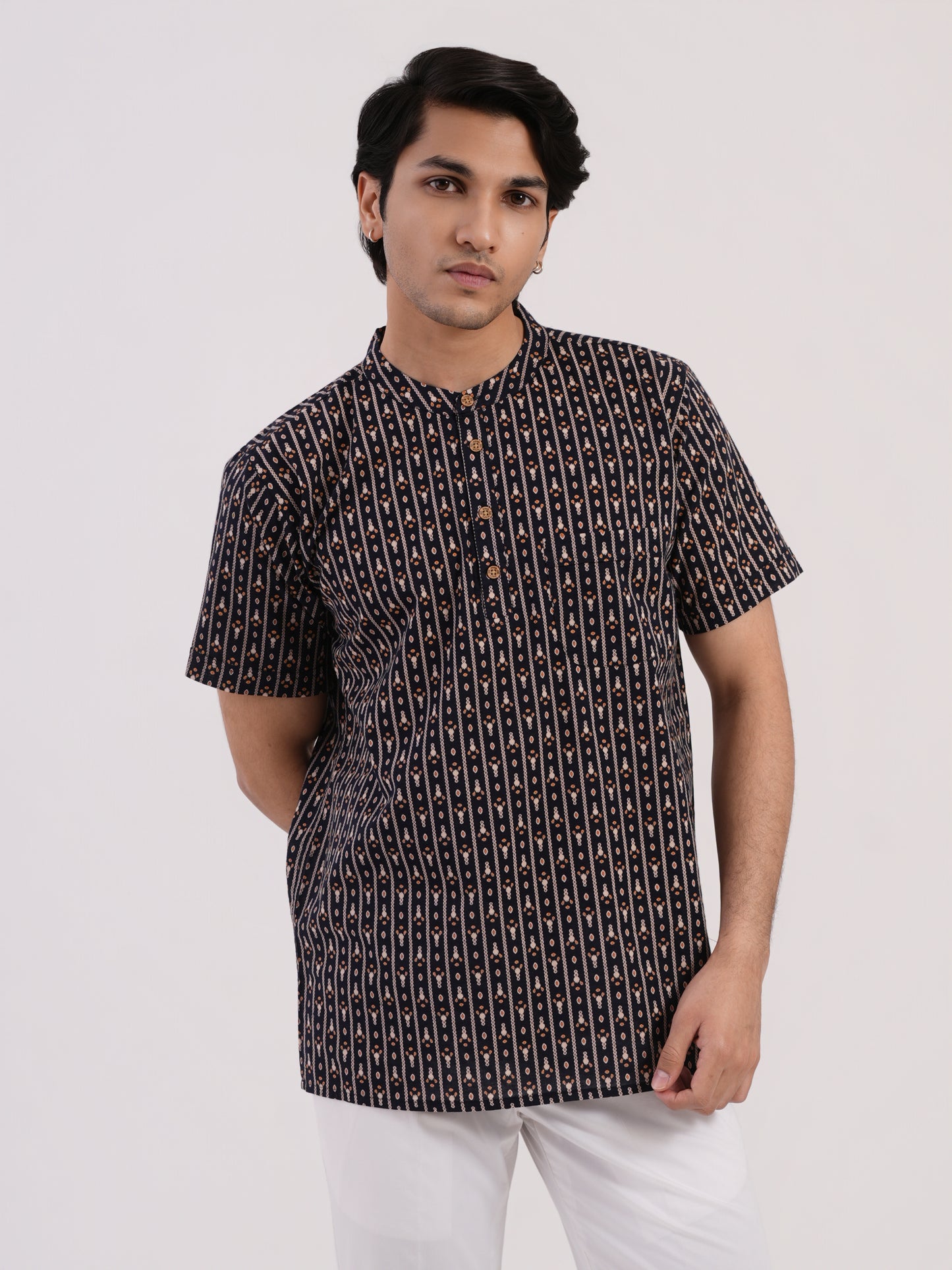 Navy Blue with Modern Abstract Print