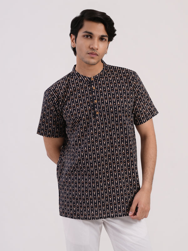 Navy Blue with Modern Abstract Print