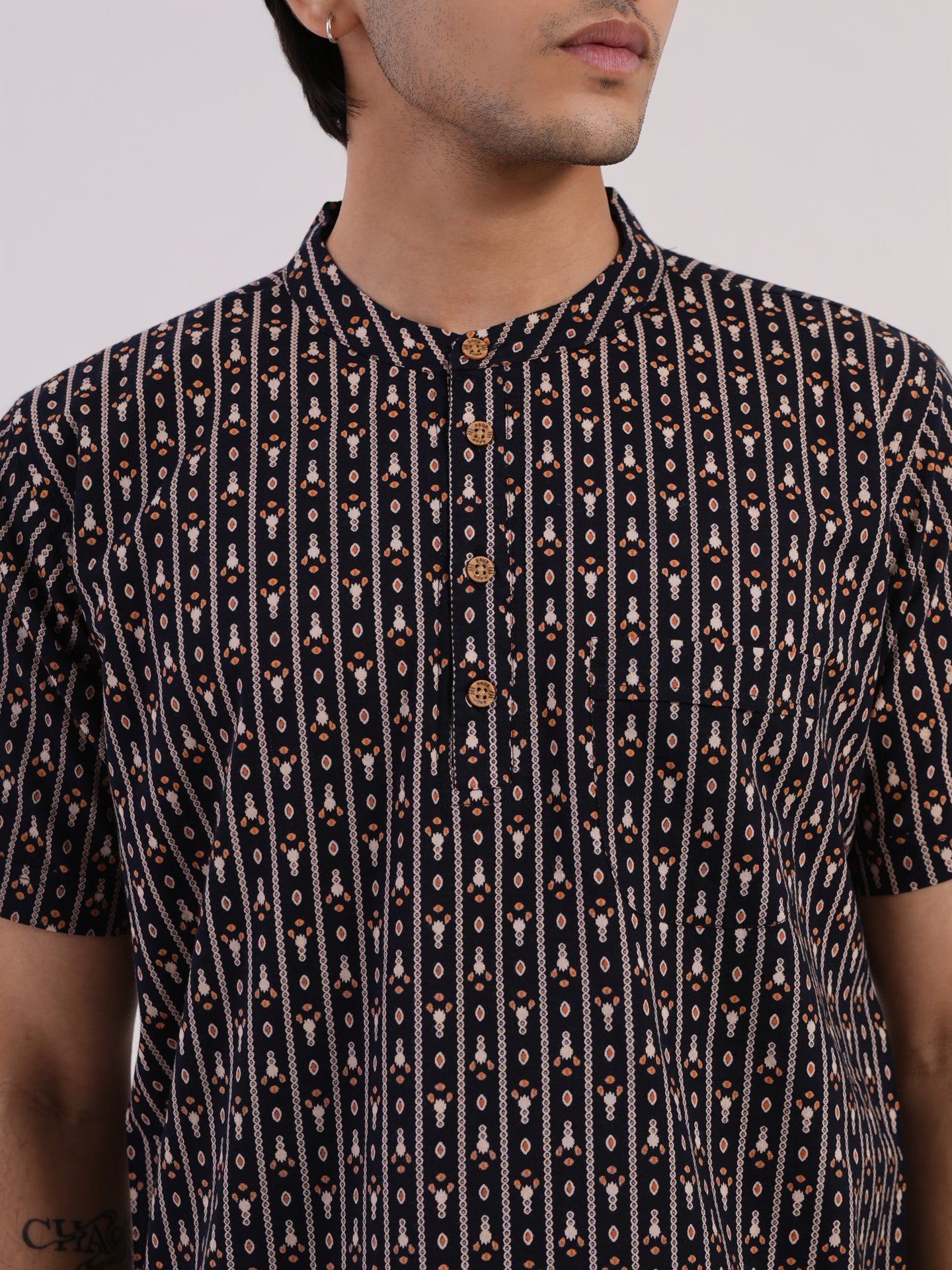 Navy Blue with Modern Abstract Print