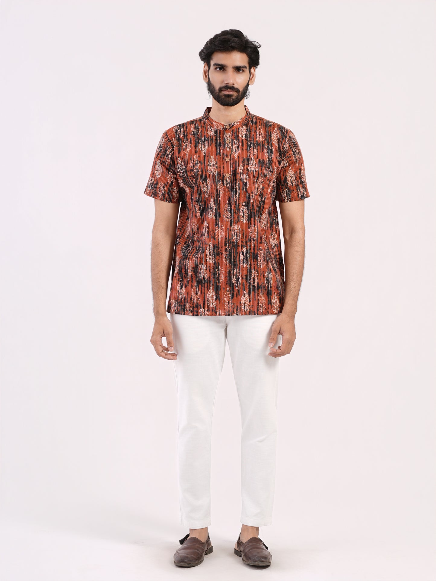Rust Ember Abstract Print Bushirt