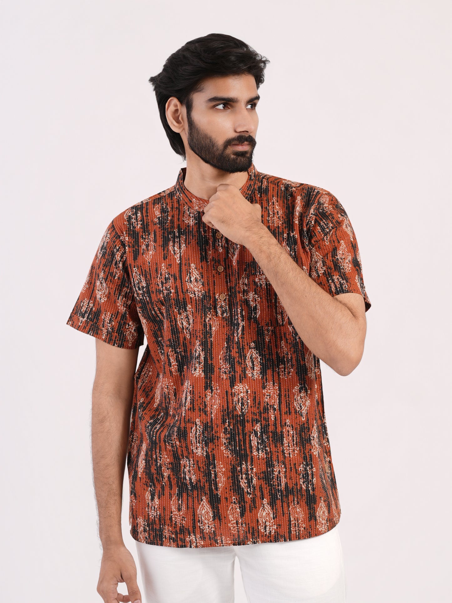 Rust Ember Abstract Print Bushirt