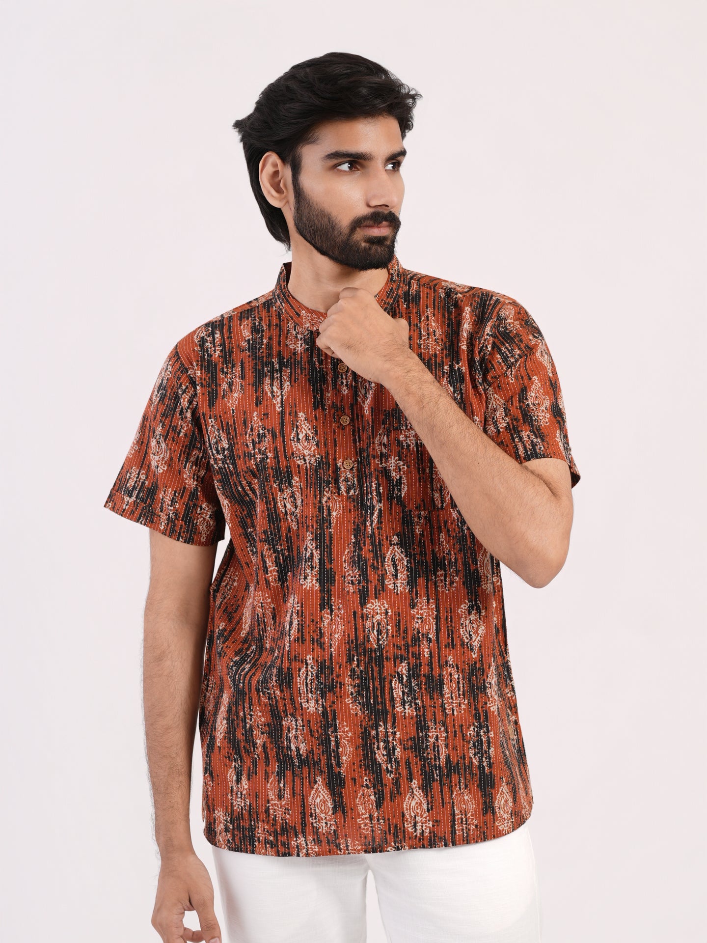 Rust Ember Abstract Print Bushirt