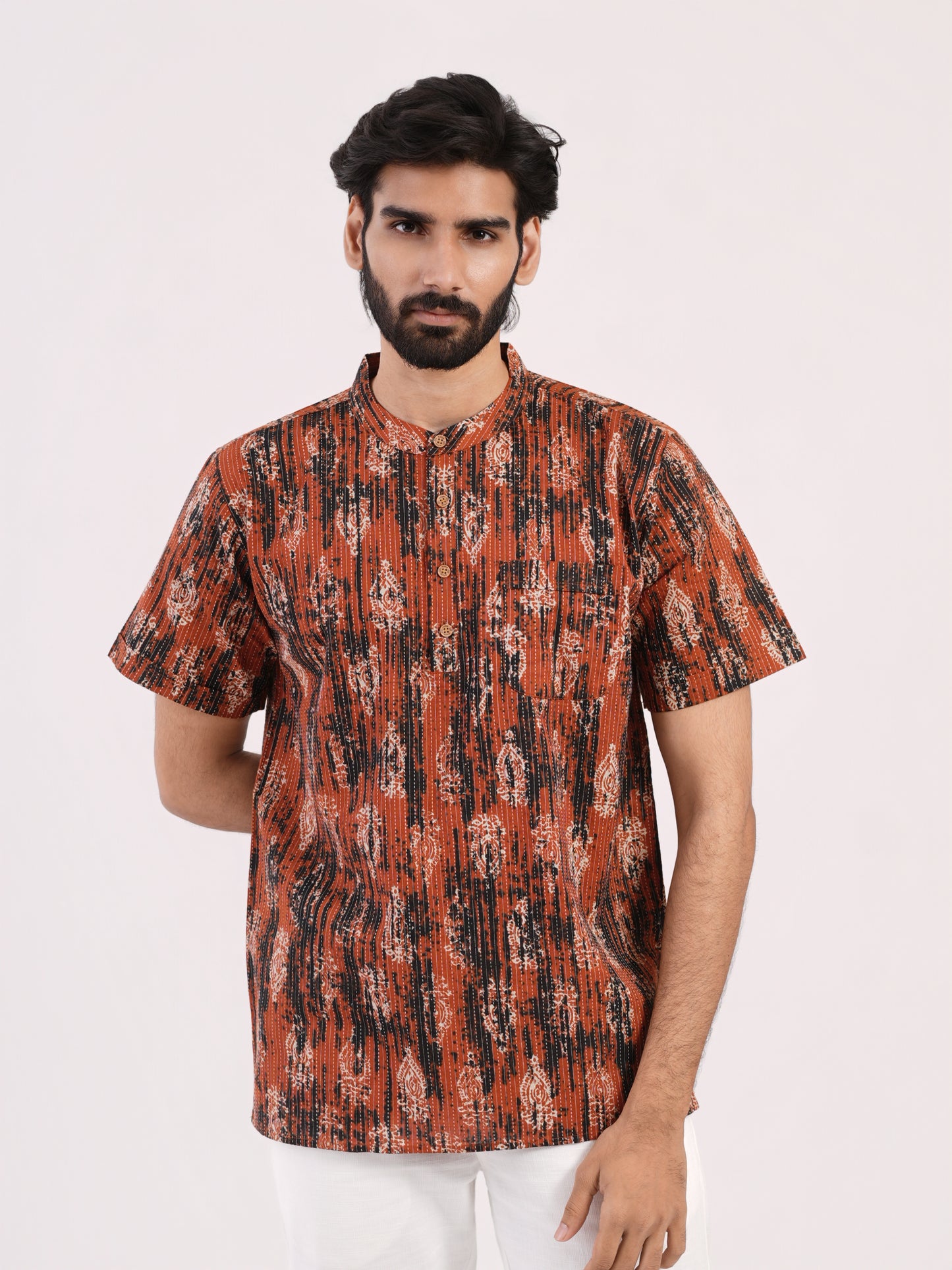 Rust Ember Abstract Print Bushirt