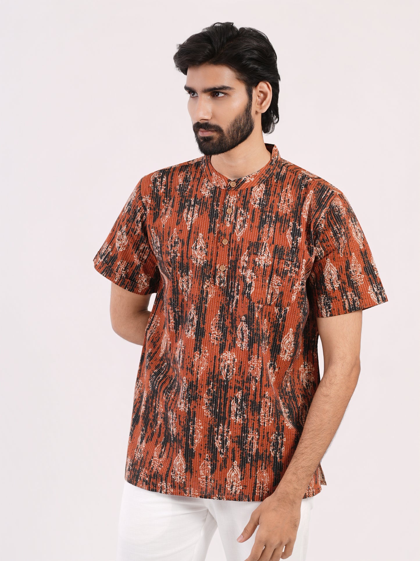 Rust Ember Abstract Print Bushirt