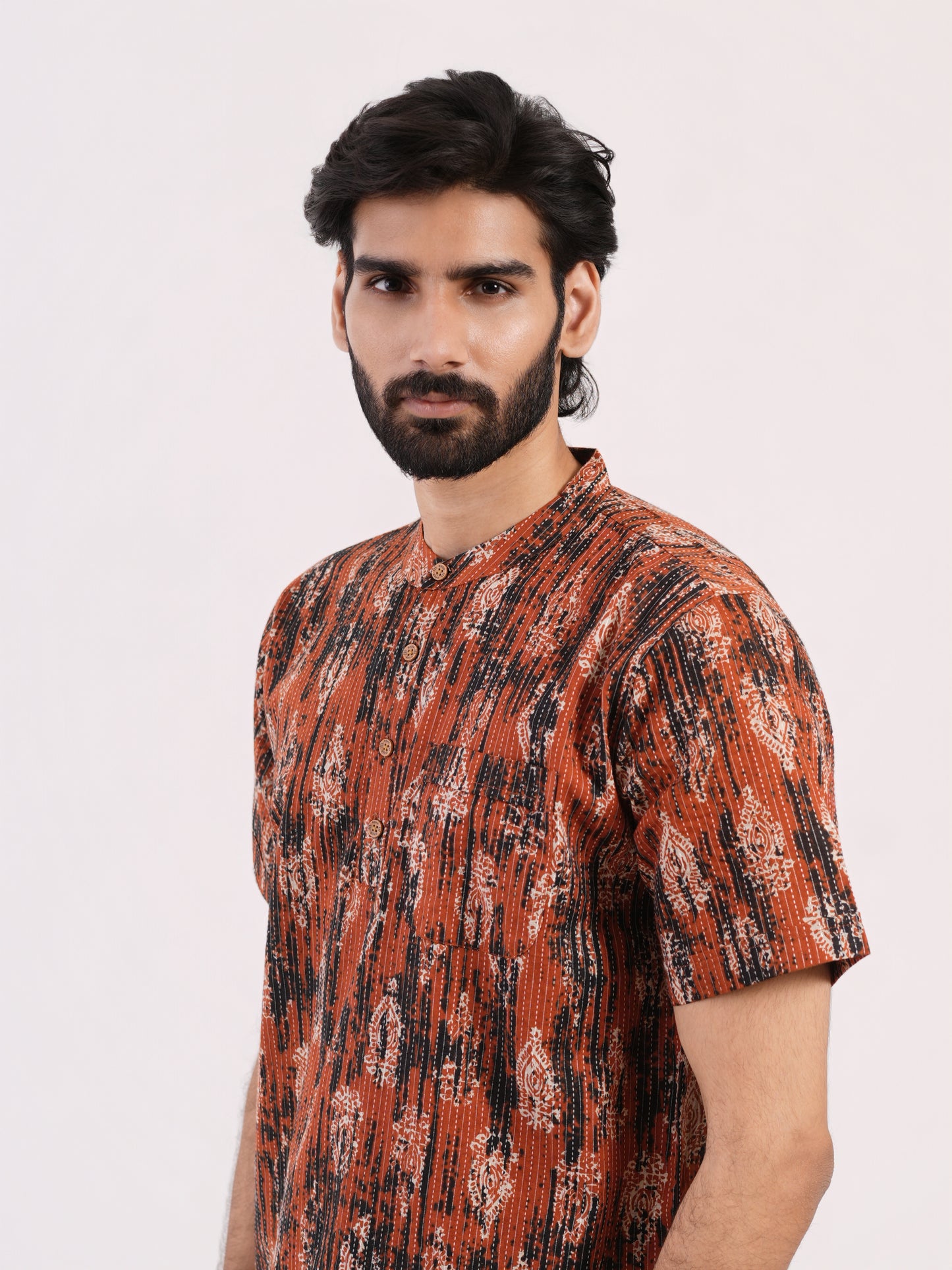 Rust Ember Abstract Print Bushirt