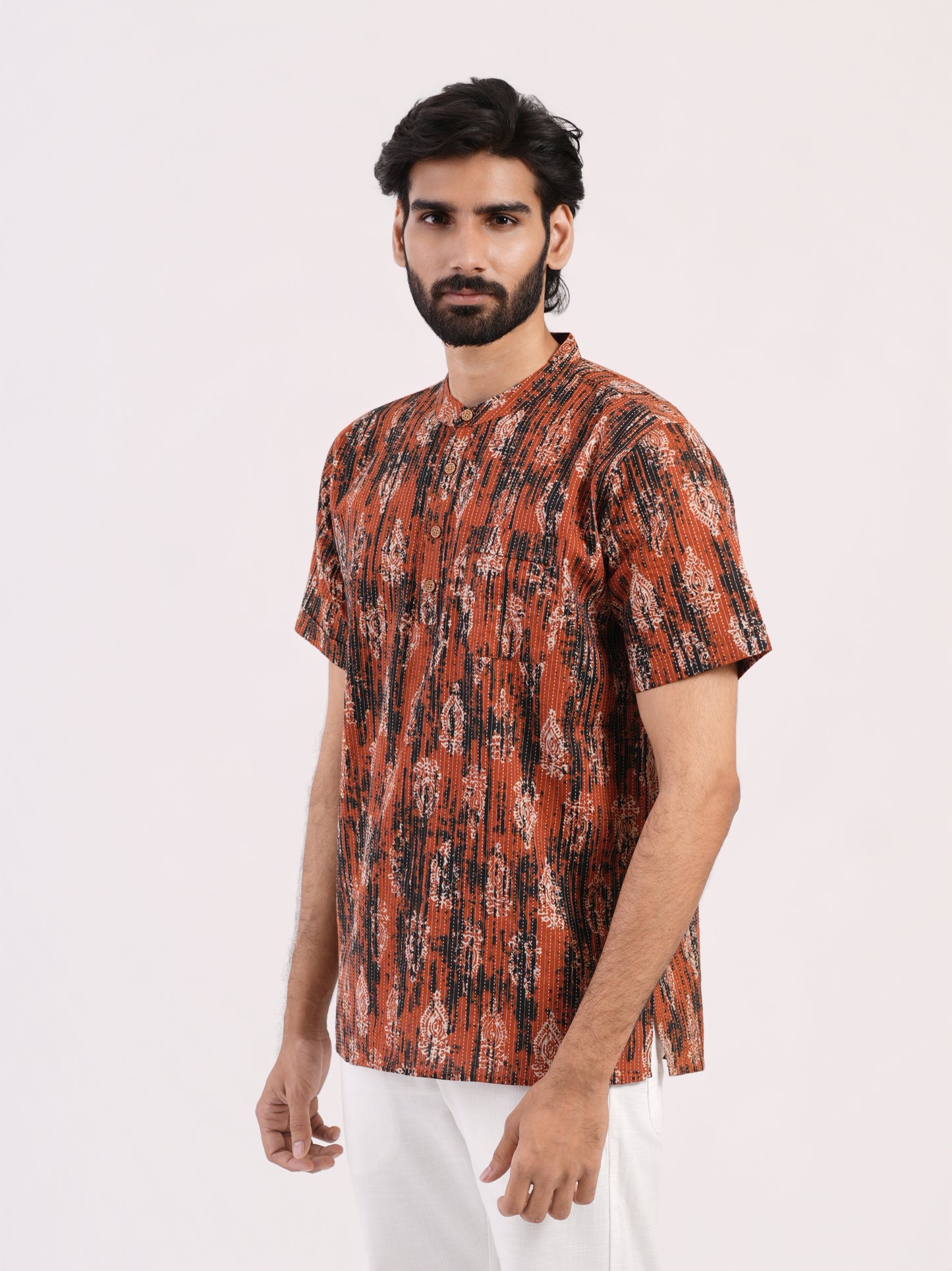 Rust Ember Abstract Print Bushirt