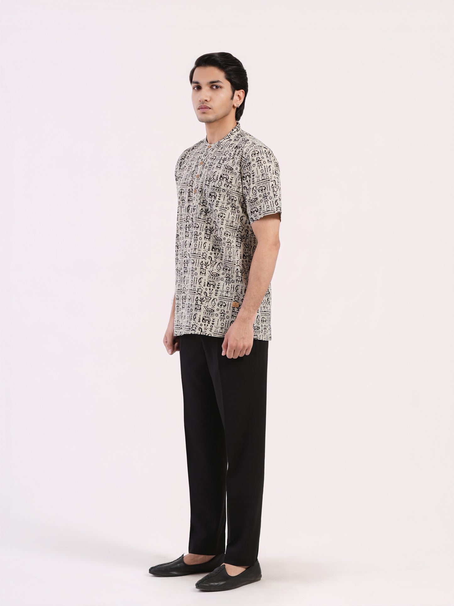 Ivory Tribal Story Print Bushirt