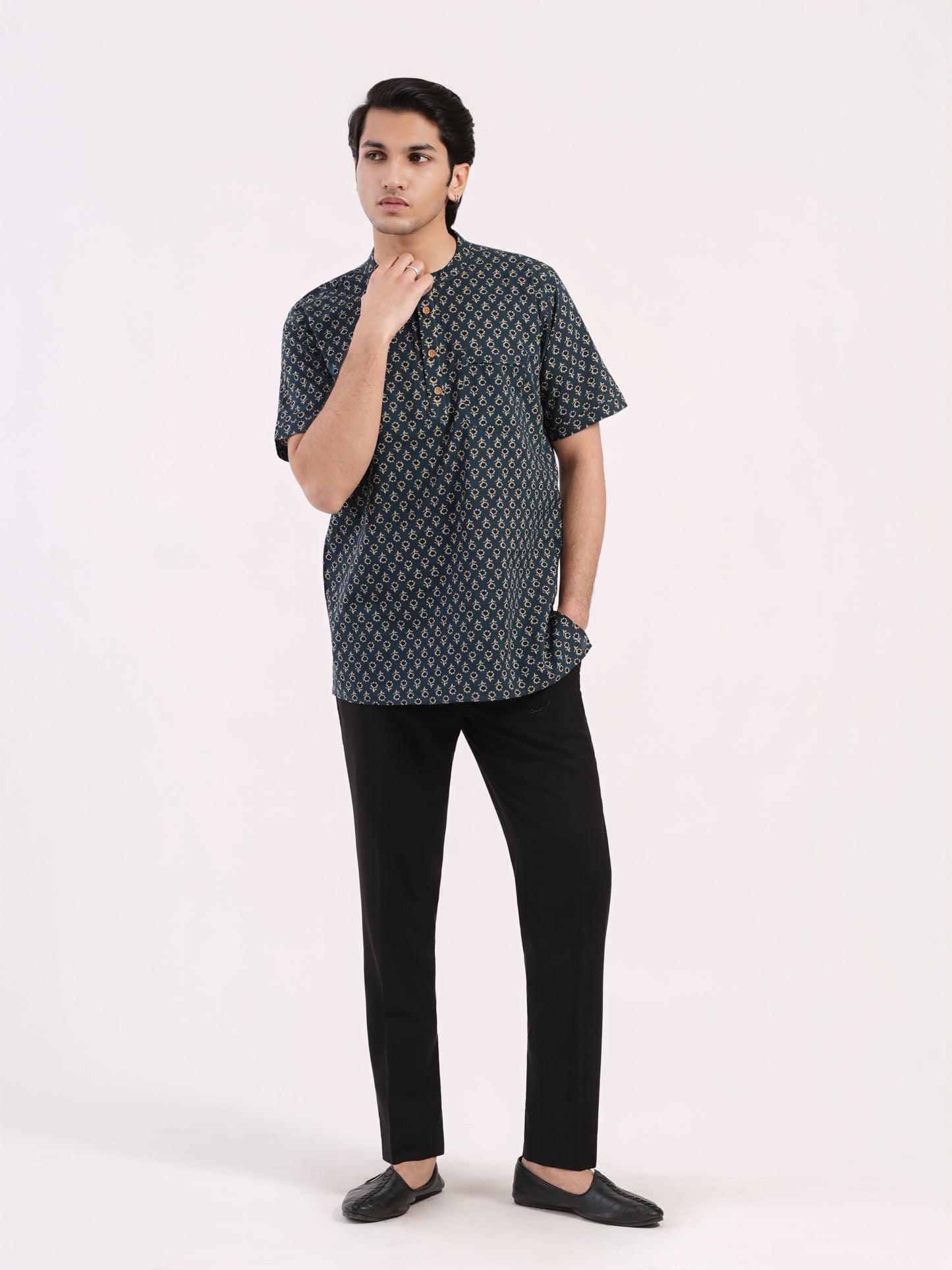 Midnight Green Heritage Buti Bushirt