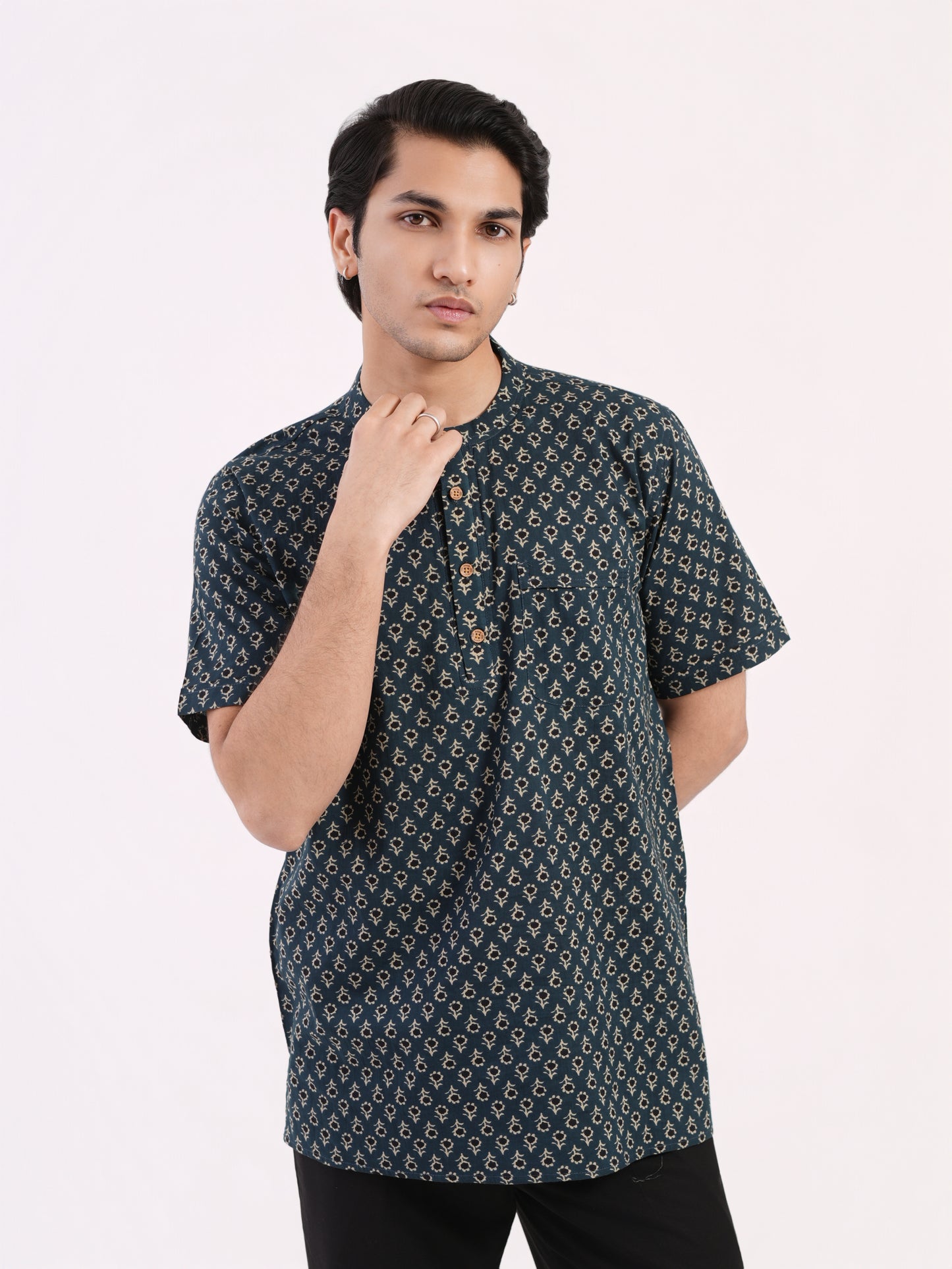Midnight Green Heritage Buti Bushirt