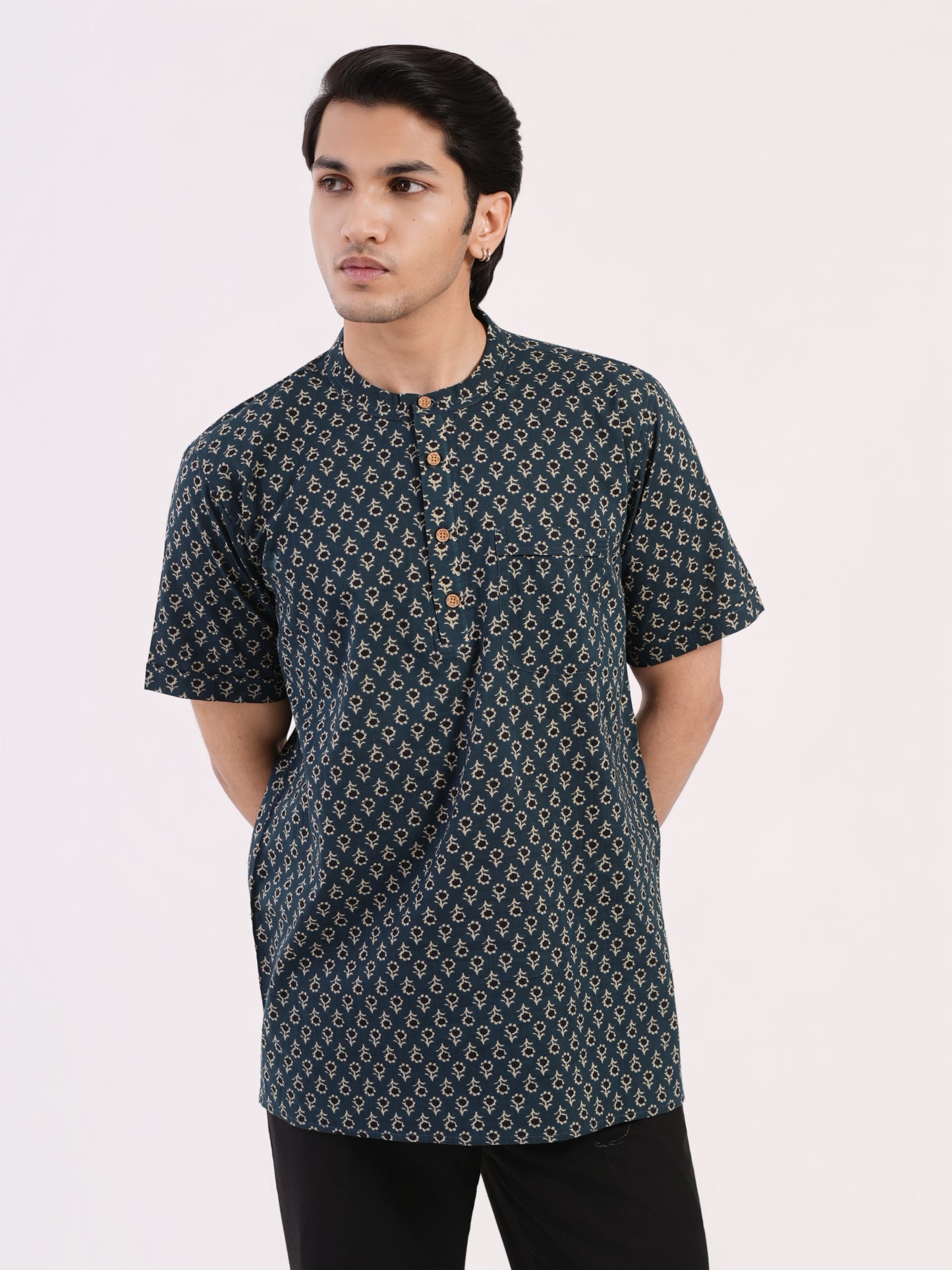 Midnight Green Heritage Buti Bushirt