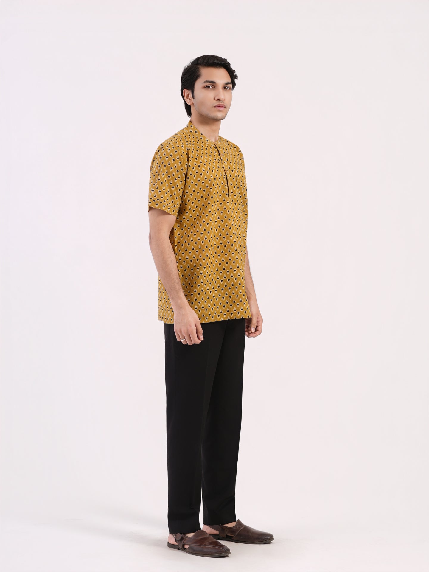 Sunflower Yellow with Floral Print Bushirt
