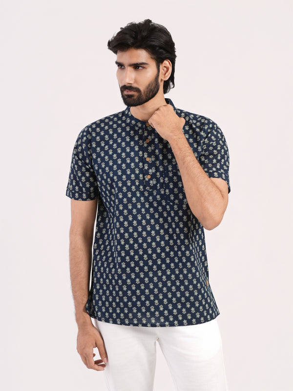 Deep Blue with All Over Floral Print