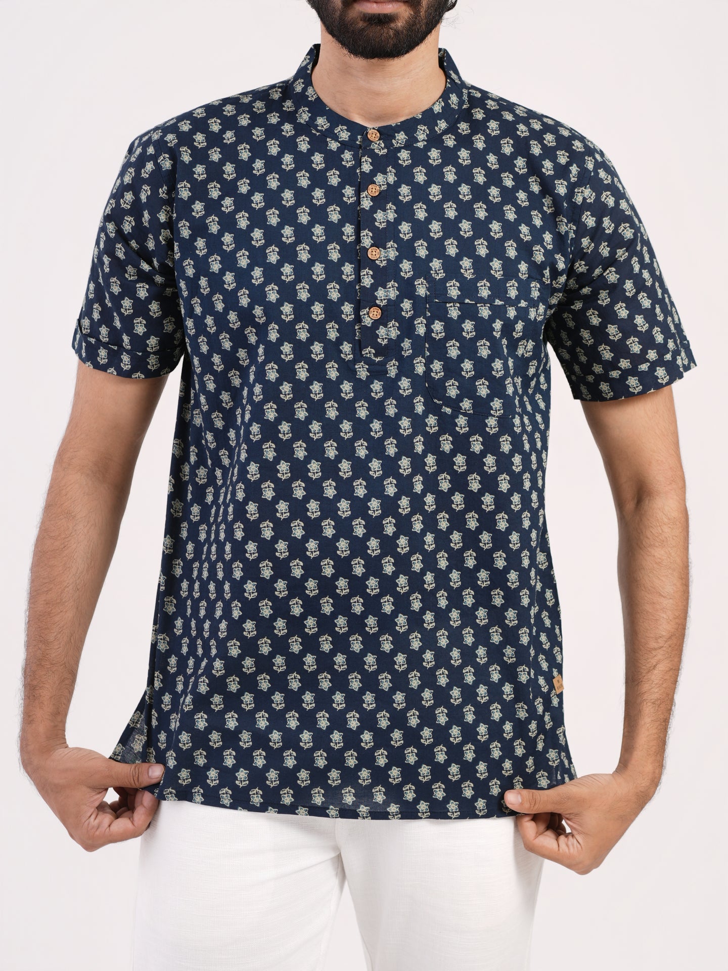 Deep Blue with All Over Floral Print