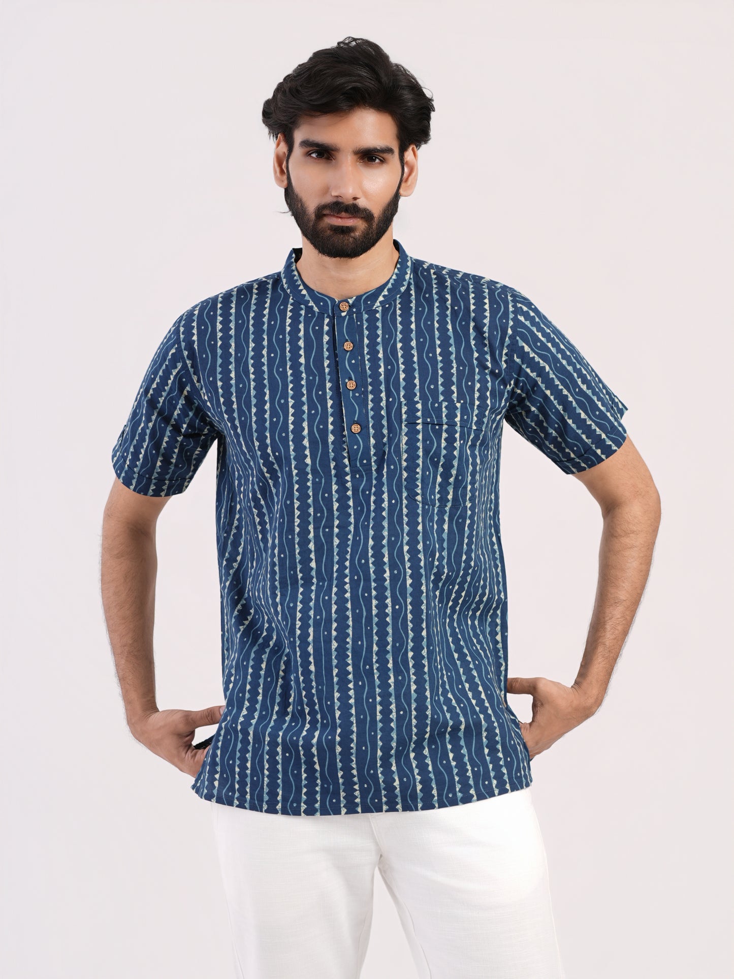 Royal Blue with Geometric Print